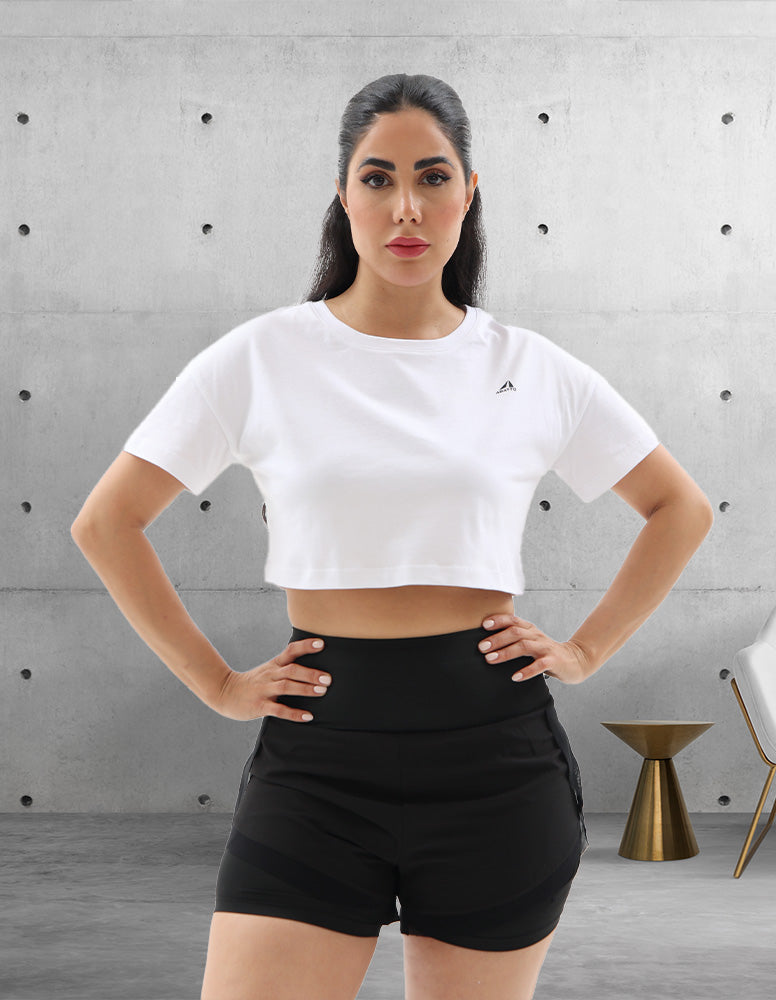 Women White Cotton Crop T-Shirt