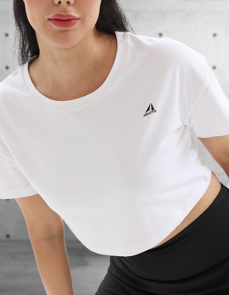 Women White Cotton Crop T-Shirt