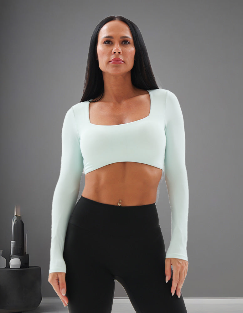 Mint Green Sleek Crop Tops for Women