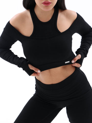 Black Comfy Crop Top For Women