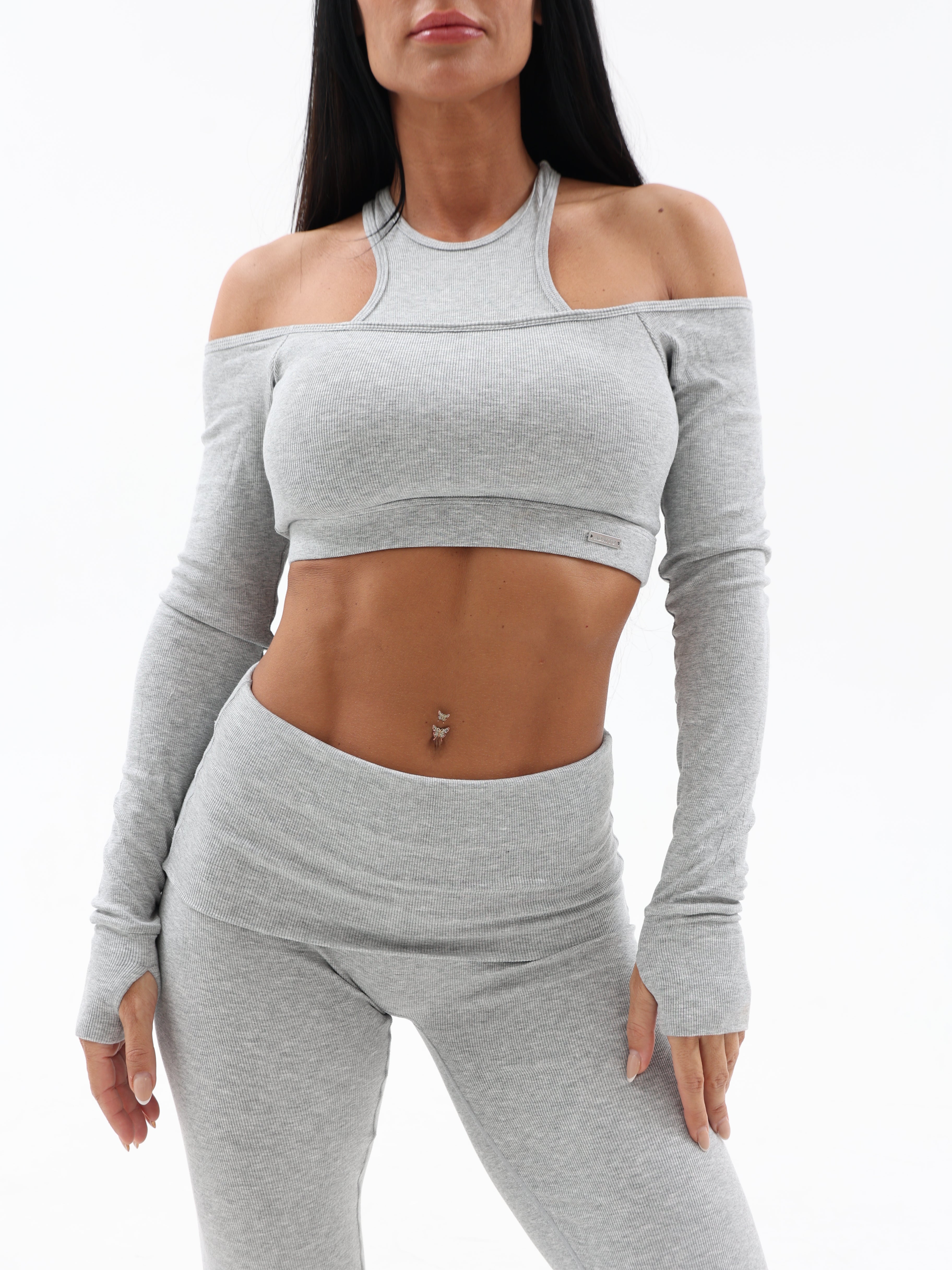 Grey Comfy Crop Top For Women