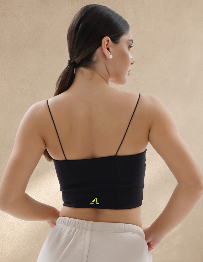 Black Corset Cami Sports Bra for Women