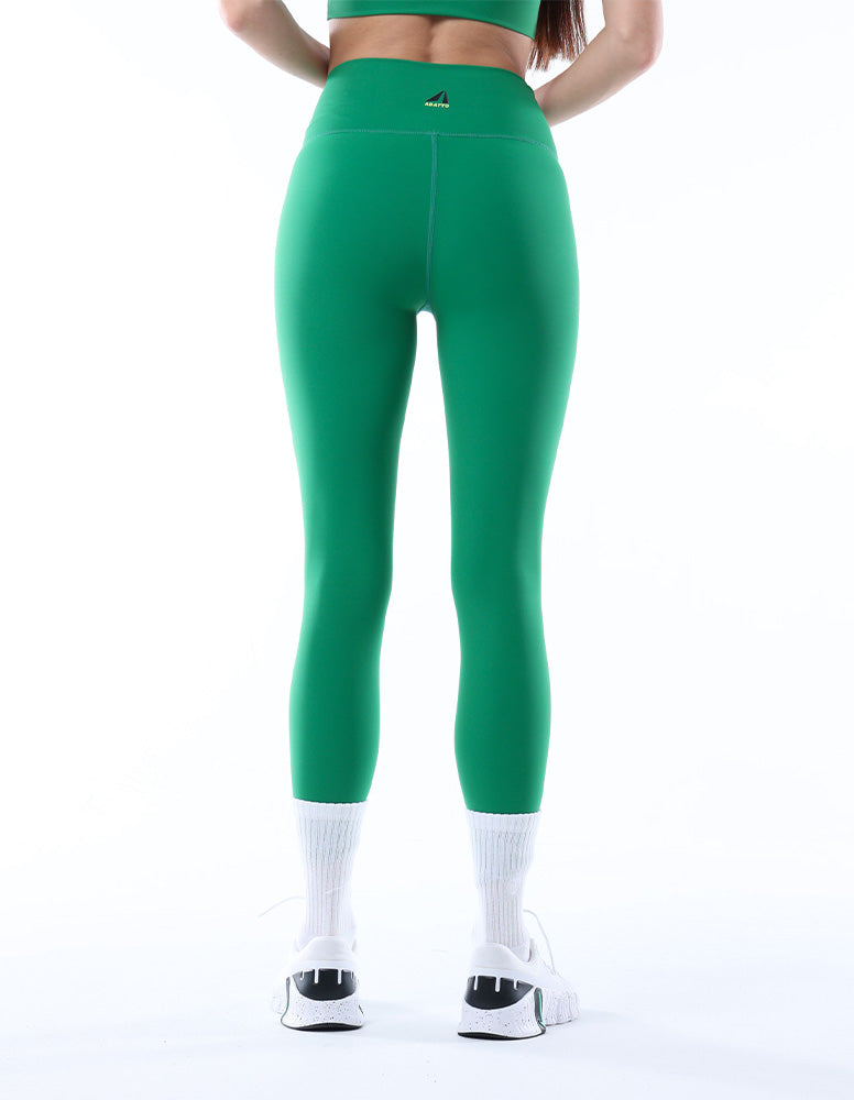 Green Active Wave Designed Leggings For Women