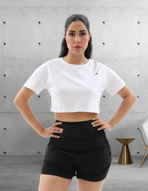 Women White Cotton Crop T-Shirt