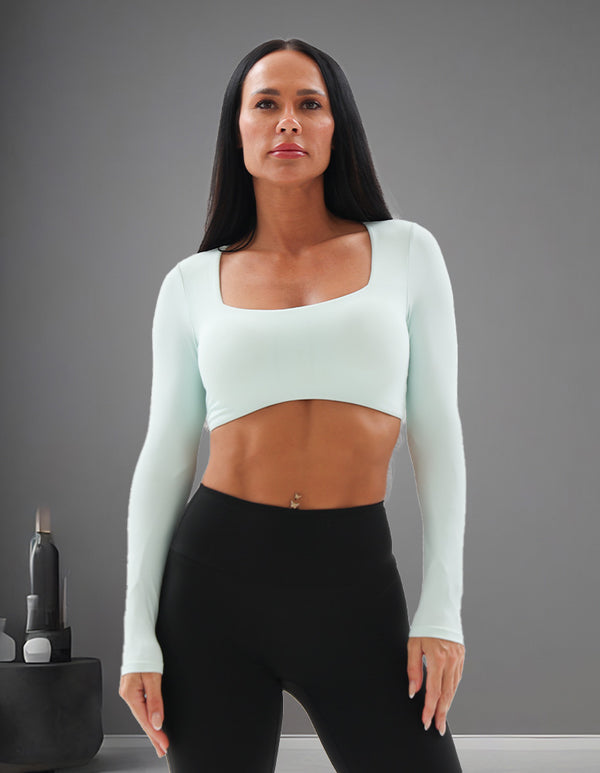 Mint Green Sleek Crop Tops for Women