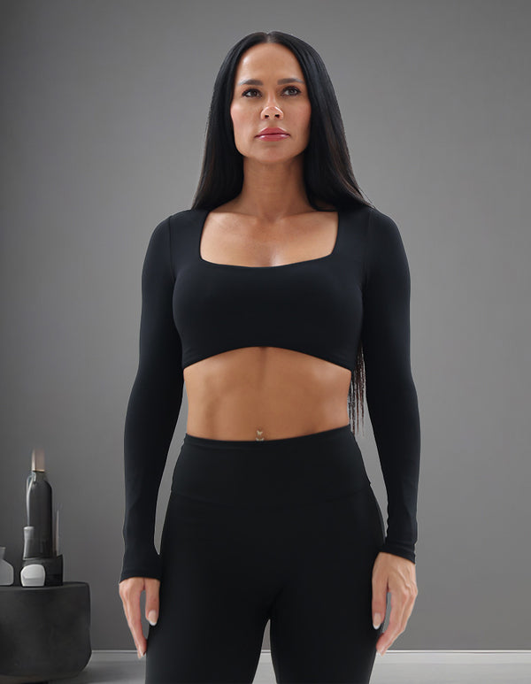 Black Sleek Crop Tops for Women